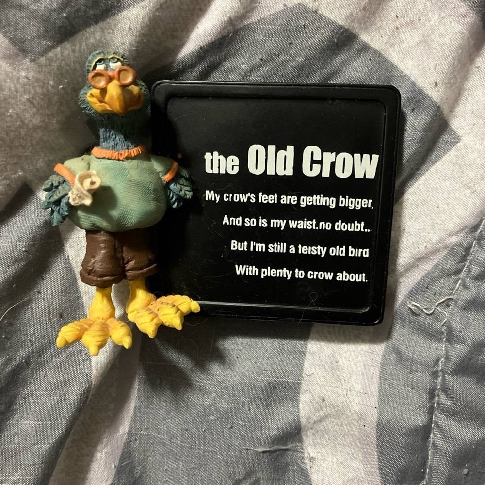 Quirky Crow Figurine with Plaque